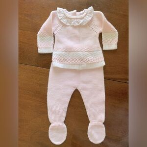 Baby Girl Knit Sweater + Pants NB - Made in Spain